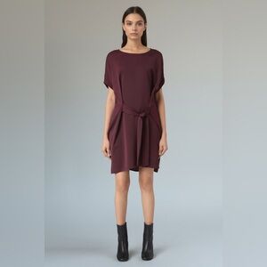 AllSaints Sonny Tie Front Crimson Wine Burgundy Shirt Mini Dress UK 4 US 0